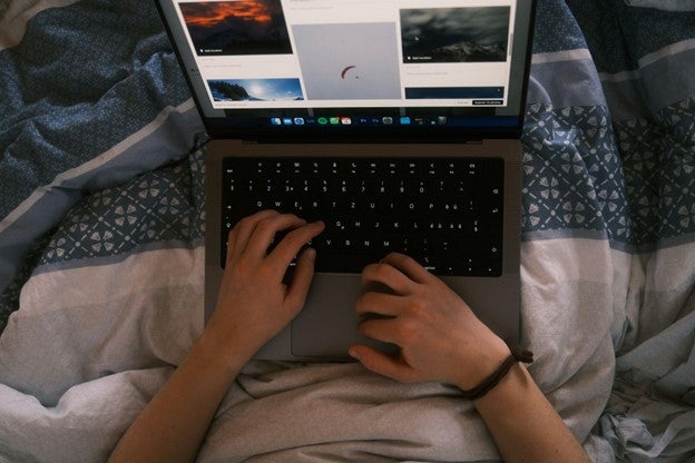 person working on laptop