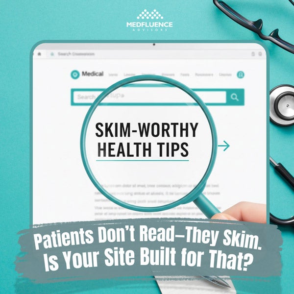 Skim‑worthy health tips shown with a magnifying glass over a medical website